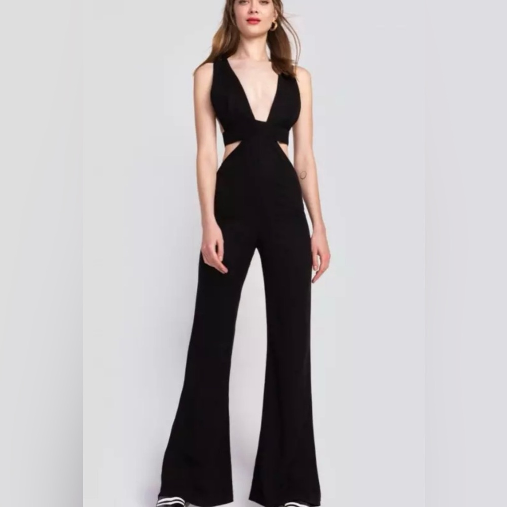 WILDFOX Salty Blonde Black Sexy flared bottom Jumpsuit Size M